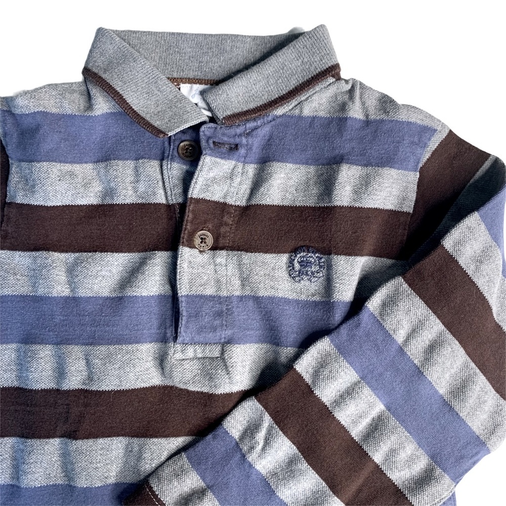 Jacadi 4T polo gray brown blue GUC
